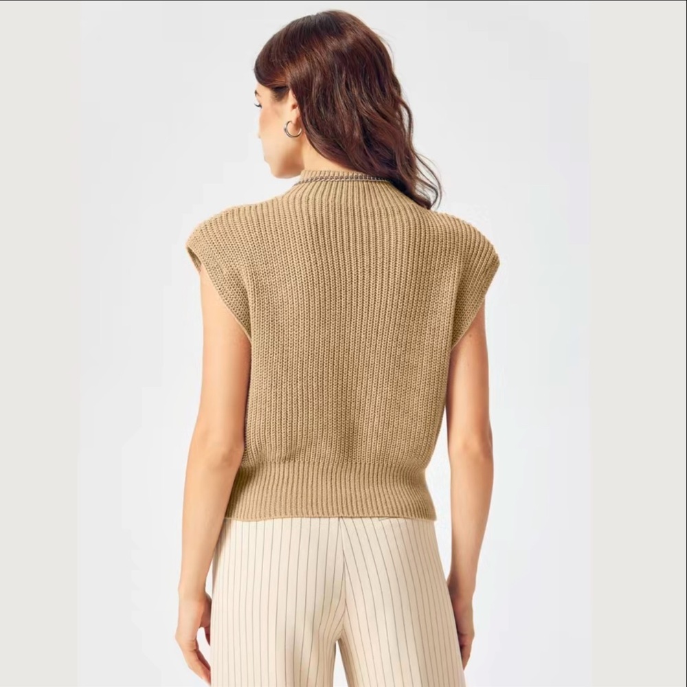 Cider Beige Crew Neck Sweater Vest - Picture 3 of 5